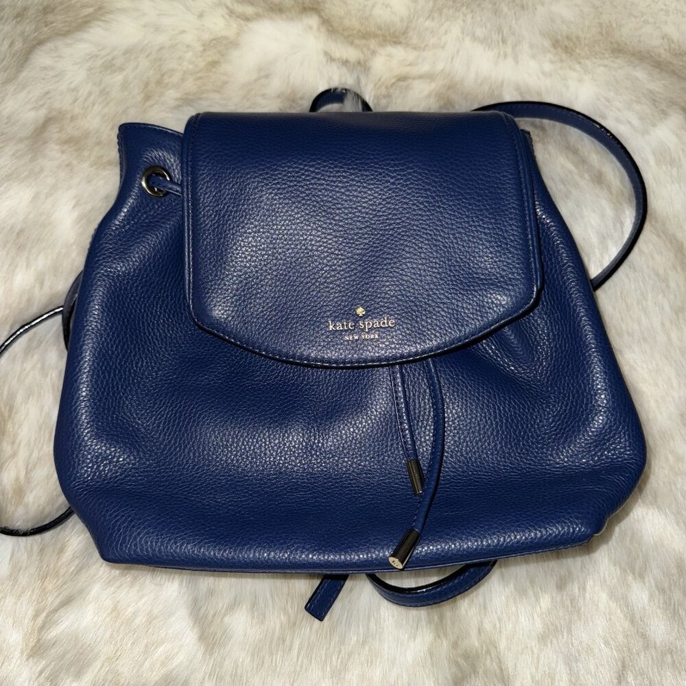 Kate Spade Pebbled Leather Backpack Purse Mulberry Street Small Breezy Blue